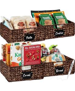 lot 4727 image: $80 Best Choice Products Set of 4 13in Woven Hyacinth Pantry Baskets