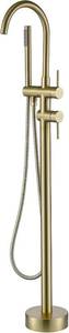 lot 4730 image: $180 Taplong Brushed Gold Free Standing Tub Faucet with Sprayer