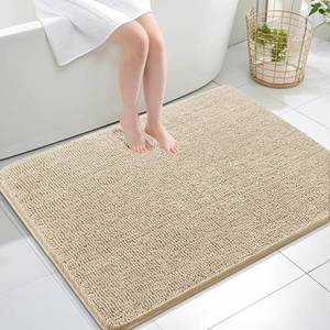 lot 4736 image: OLANLY Large Bathroom Rugs 40x32 Chenille Mats, Rubber-Backed white