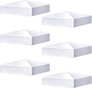 lot 4757 image: Taiyin 6 Pcs Pyramid White PVC Vinyl Post Caps for Posts (6x6)