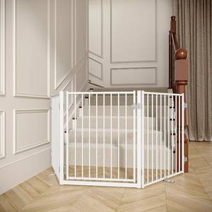 lot 4777 image: $110 No Pawblems Free Standing Dog Gate with Door, 30 Tall, 3-Panel