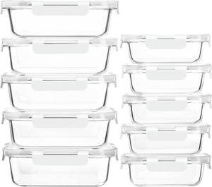lot 4786 image: MCIRCO 10-Pack Glass Meal Prep Containers with Snap Lock Lids