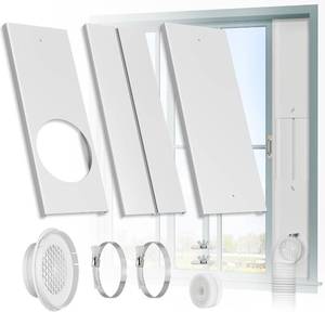lot 4787 image: HOXHA Window Duct Kit for 4-In Dryer Vent Hose, Sliding Window