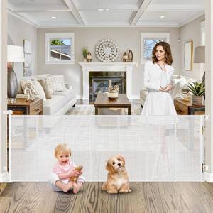 lot 4805 image: $71 Reinforced 80-Inch Extra-Wide Retractable Baby Gates for Doorways