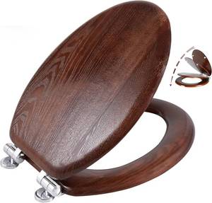 lot 4812 image: $50 Angel Shield Elongated Wood Toilet Seat with Quiet Close