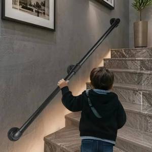 lot 4813 image: 6FT Industrial Pipe Stair Railings Indoor Black 2 Section