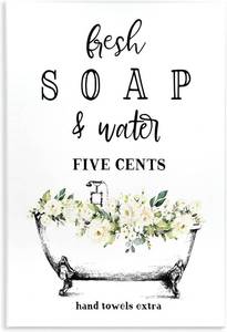 lot 4827 image: Stupell Fresh Soap & Water Bath Tub Wall art 23 12 x29 12