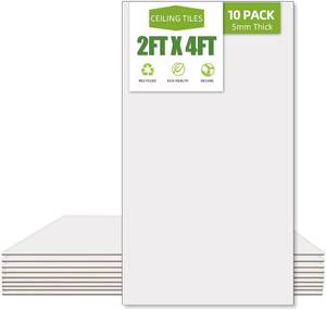 lot 4851 image: $119 Noooza 2x4 ft PVC Ceiling Tiles, Smooth White, Waterproof (10)