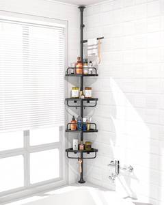 lot 4864 image: $46 ADOVEL 4-Layer Corner Shower Caddy, Pole, Rustproof