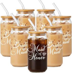 lot 4873 image: Maid of Honor Gifts, 8Pcs Glass Coffee Cup Set for Bridesmaids