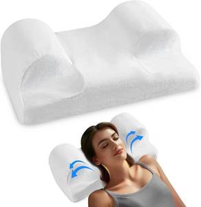 lot 617 image: YourFacePillow, Back Sleeper Beauty Pillow, Cervical Neck Pillow, Patented Contour Memory Foam Pillow, Ergonomic Neck, Back and Shoulder Support. Back Sleeping Reduces Pressure on Skin - Standard