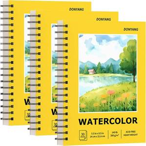 lot 667 image: Watercolor Paper Pad, 5.5 x 8.5 Spiral Bound Art Sketch Book, Pack of 3 (90 Sheets),(140lb300g) Artist Water Color Drawing Paper for Adults, Art Supplies, Mixed Media Markers Journal