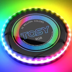 lot 6228 image: TOSY Flying Disc - 108 RGB Multicolor LEDs, Super Bright, Smart Modes, Christmas Stocking Stuffers Gift, Camping Toy for KidTeenAdult, Auto Light Up, Rechargeable, Waterproof, 175g