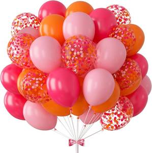 lot 6269 image: 73Pcs Hot Pink and Orange Balloon Arch 12in Pink Confetti Balloons Hot Pink Pastel Pink Orange Balloons for Kids Party Supplies Hot Pink and Gold Decorations