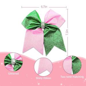 lot 6270 image: 1 PCS Pink and Green Enchanted Witch Hair Bow Clips,Crystal Aesthetic Bow,Sparkly Musical Theater Hair Accessories,Silky Satin Hair Bows Clips,Magic Fantasy Accessories for Cosplay