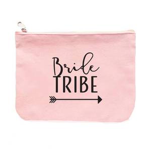 lot 6286 image: Heather & Willow 1 Piece  Rose Gold Bride Tribe Canvas Cosmetic Makeup Clutch Gifts Bag for Bridesmaid Proposal Box & Bridesmaids Bachelorette Party Favors