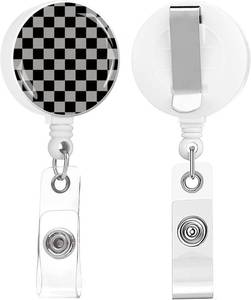 lot 6300 image: IAMRAVER 2 Pack Retractable Badge Holders Cute Badge Reel Badge Clip ID Card Holders for Student Office Worker Doctor Nurse Teacher(Black and Grey Pattern)