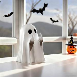 lot 6326 image: Halloween Ghost Figurine, Halloween Decoration Indoor, Cute Finger Ghost Figurine, Indoor Table Shelf Tabletop Home Office Decor