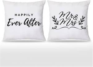 lot 6334 image: Mr.And Mrs. Happily Ever After 18 x 18 Inches Throw Pillow Covers Set Of 2,Bedroom Living Room Wedding Room Home Decor,Wedding Anniversary Engagement Gifts,Gift for Couples Husband Wife Bride Groom