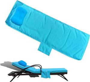 lot 6354 image: 72 x 21 x 3 Inch Outdoor chaise lounge cushion Covers Only (Not Includes Cushion) Waterproof Outdoor Patio lounge chair cushion Slipcover Anti-Slip Backing Design & Convenient Phone Pocket Sky Blue