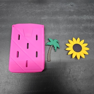 lot 6360 image: Silicone Phone Holder Compatible with All Bogg Bags, Sunflower Coconut Tree Phone Case Holder Charms Accessory, Phone Holder Attachment for Beach Tote Bags (Pink)