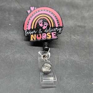 lot 6365 image: Retractable Badge Holder ID Clip Name Tag labor and delivery nurse