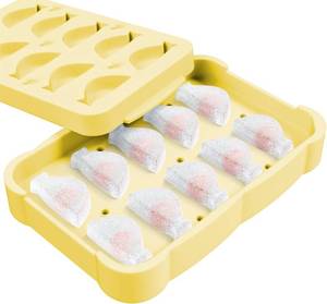 lot 6384 image: Li&Zhao Small Ice Cube Trays with Lid - Ice Trays for Freezer with Lid Silicone Ice Molds Ice Cube Mold(Yellow)