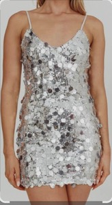 lot 6392 image: Sweaty Rocks Girls Sequins,Silver Sequins Short Dresses Size 10 youth