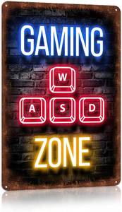 lot 6408 image: Vintage Game Room Metal Tin Sign Retro Game Zone Wall Decor for Boy Room Bedroom