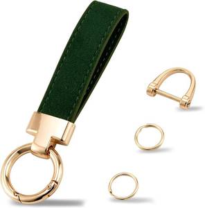 lot 6423 image: DEWEST Universal Soft Faux Velvet Leather Car Keychain, Universal Key Fob Holder with Anti-Lost D-Ring, 2 Keyrings and 1 Screwdriver