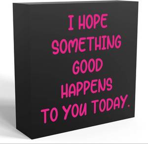 lot 6448 image: Blessed Desk Wooden Box Sign   Rustic Wood Decorative Plaque with Wall Decor and Funny Sayings for Home, Farmhouse, Office, Living Room, Desk, Family and Women 5x5 Inch