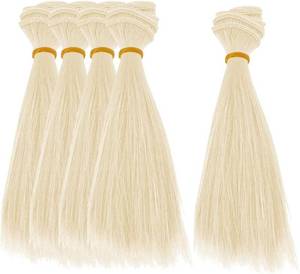 lot 6451 image: Lot of 3, DICOSMETIC 5Pcs Doll Wig Hair 15.5cm High Temperature Fiber Straight Short Doll Hair Wefts Dolls Making Kits Dolls Hairs Extensions Wheat Faux Hairs Replacement for Adult DIY Crafts
