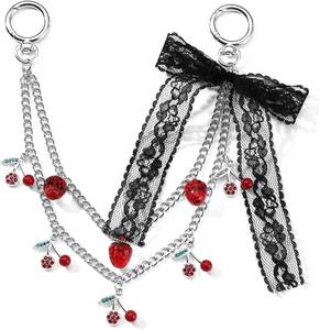 lot 6456 image: Cute Cherry Purse Charms,Bow Bag Charms Wallet Chain Keychains Purse Accessories for Handbags (Star&Cherry)