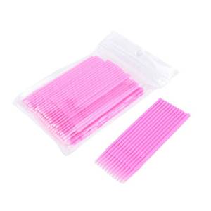 lot 6466 image: 100 PCS Disposable Micro Brush Swab Applicators Eyelash Extension Mascara Wands (Pink)