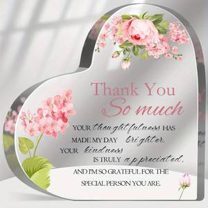 lot 6471 image: Acrylic Heart Shaped Thank You Quote Desk Decor Inspirational Appreciation Gift For Women Men Office Decor 3.9 x 3.9 Inch