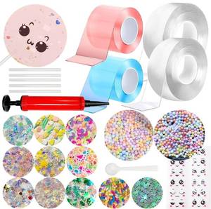 lot 6499 image: Nano Tape Bubble Kit Double Sided Elastic Bubbles Craft with Glitter - DIY Stress Balls, Anxiety Relief & Stress Balls Toys Nano Tape Bubbles