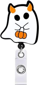 lot 6507 image: Halloween Badge Reels,Retractable Badge Reel with Clip,Pumpkin Ghost Retractable Badge Reel Holder,Name Badges for Office Worker Doctor Nurse(C)