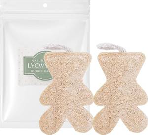 lot 6522 image: Bear Shaped Nature Loofah Sponge - Premium Body Wash Sponge - Exfoliating Body Scrubber for Shower - Bath Loofah Nature for Silky Smooth Skin - Loofah Pack for Holiday(Pack of 2)