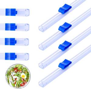 lot 6523 image: Plastic Wrap Slide Cutter, 4 Pcs 13 Inch Wrapping Paper Cutter Slider Wrap Dispenser, Self-Adhesive Plastic Wrap Slide Cutter, Two Way Sliding Cutter Paper Slicer for Kitchen Office Supplies