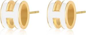 lot 6527 image: H Letter Earrings for Women 18K Gold Plated Earrings Gold Stud Earrings for Women Hypoallergenic Classic Round Letter Earring Stainless Steel Stylish Earrings Jewelry Gift for Women