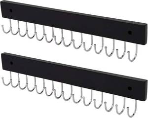 lot 6552 image: Wall Mounted Necklace Holder, Classic Style Necklace Holder, Tangle-Free Wall Jewelry Organizer with 24 Hooks(2 Packs,Black) Hardware NOT included