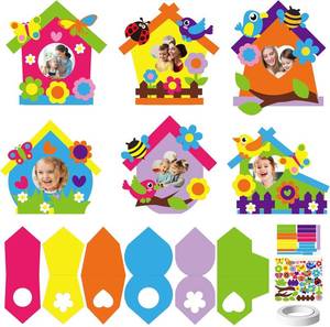 lot 6565 image: Cinrobiye 24 Set Mothers Day Craft Kits Birdhouse Picture Frame Crafts Make Your Own Spring Birdhouse Card DIY Picture Frame for Mothers Day Gift Classroom Home Game Activities Party Favor Supplies