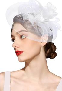 lot 6571 image: Kidukso Fascinators Hats for Women, Tea Party Headwear 20s 50s Hat Flower Feathers on a Headband Cocktail Tea Party Headwear