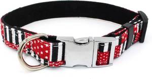 lot 6587 image: Serijoars Easter Day Dog Collar, Cotton Designer Dogs Collar Cute Flower Dog Collars for Girl Female Puppy Collar for Small Medium Large Dog Gift (M, Red Flag)