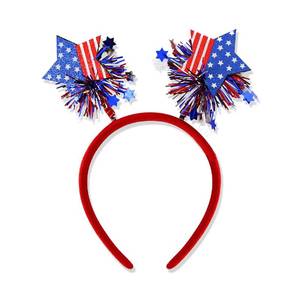 lot 6606 image: 4th of July Headband Independence Day Hair Accessories Patriotic Party Hair Supplies USA Flag Star Design Blue Red Ribbon Stars Hair Decoration Hair Hoop for Women