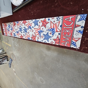 lot 6627 image: Artoid Mode America Stars and Stripes Patriotic 4th of July Table Runner, Memorial Day Kitchen Dining Table Decoration for Home Party Decor 13x72 Inch