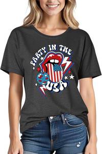 lot 6629 image: 4th of July Shirts WomenUSA American Flag Tee Premium Cotton Crew Neck Short Sleeve Patriotic T-Shirt Small