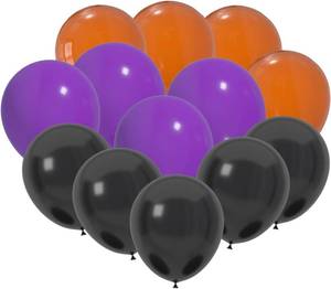 lot 6643 image: Latex Balloons, 100 Count, Black, Purple, Orange - Perfect for Halloween Party Decorations