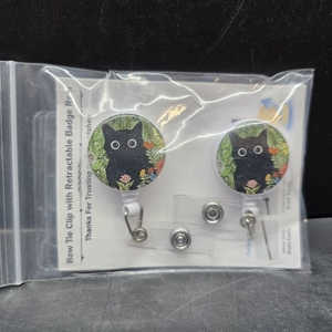 lot 6650 image: Black Cat Nurse Badge Reel, Funny Animal ID Badge Holder Retractable Clip, Nursing Student Name Badge Holders, RN LPN CNA MA Healthcare Accessories for Work (Black Cat)