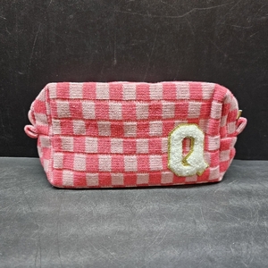 lot 6665 image: Checkered Makeup Bag for Purse Portable Zipper Make Up Pouch Small Cosmetic Case for Travel Accessories (Hotpink) Q